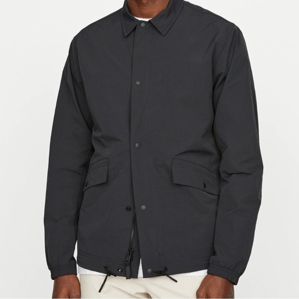 HILL CITY Utility Shirt Jacket In Black Mens Large Water Resistant Zipper Button
